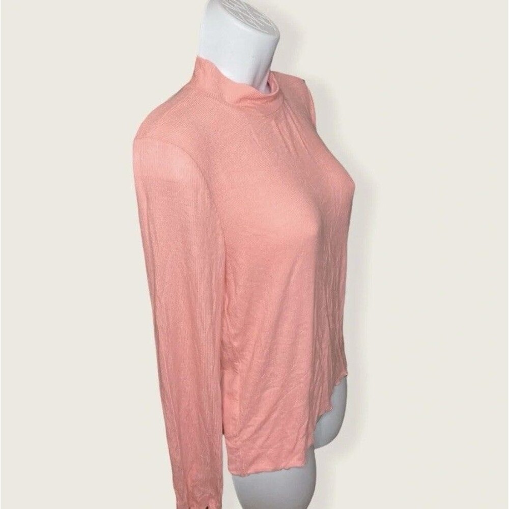 NWT Hippie Rose Ribbed Lock Neck Long Sleeve Pink Top Sz Large A084